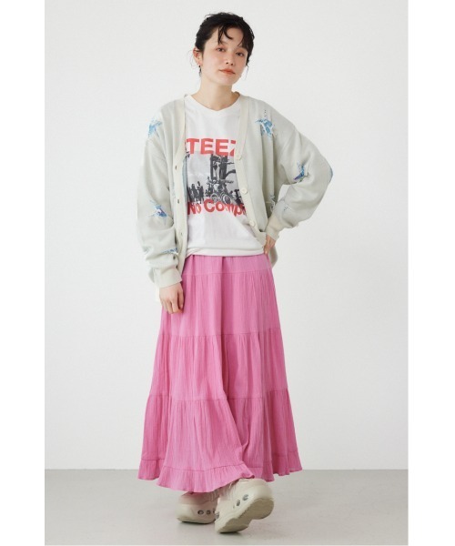 RODEO CROWNS WIDE BOWL（ロデオクラウンズワイドボウル）の「パレットティアードスカート（スカート・レディース・オフホワイト/ブラック/ライトピンク/グリーン・FREE）」の8枚目の写真