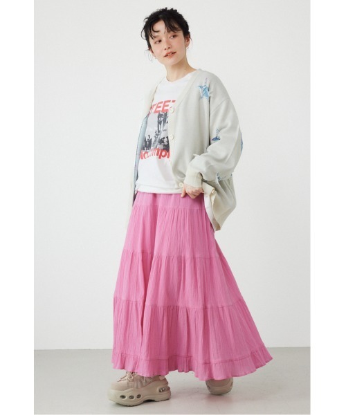 RODEO CROWNS WIDE BOWL（ロデオクラウンズワイドボウル）の「パレットティアードスカート（スカート・レディース・オフホワイト/ブラック/ライトピンク/グリーン・FREE）」の9枚目の写真