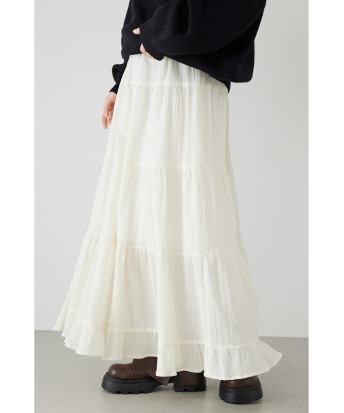 RODEO CROWNS WIDE BOWL（ロデオクラウンズワイドボウル）の「パレットティアードスカート（スカート・レディース・オフホワイト/ブラック/ライトピンク/グリーン・FREE）」の11枚目の写真