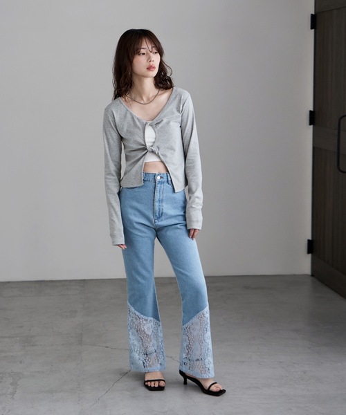 etoll.(エトル)の「フロントツイストデザイントップス(Tシャツ/カットソー・レディース・ピンク/ブラック/オフホワイト/杢グレー・FREE)」の13枚目の写真