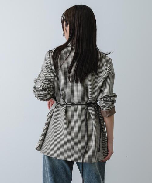 SENSE OF PLACE by URBAN RESEARCH（センスオブプレイスバイアーバンリサーチ）の「『イージーケア』ダブルテーラードジャケット（テーラードジャケット・レディース・グレー/ベージュ系その他/ブラック・ONE）」の6枚目の写真