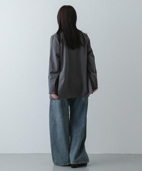 SENSE OF PLACE by URBAN RESEARCH（センスオブプレイスバイアーバンリサーチ）の「『イージーケア』ダブルテーラードジャケット（テーラードジャケット・レディース・グレー/ベージュ系その他/ブラック・ONE）」の21枚目の写真