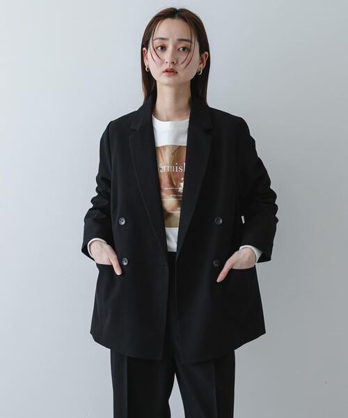 SENSE OF PLACE by URBAN RESEARCH（センスオブプレイスバイアーバンリサーチ）の「『イージーケア』ダブルテーラードジャケット（テーラードジャケット・レディース・グレー/ベージュ系その他/ブラック・ONE）」の11枚目の写真