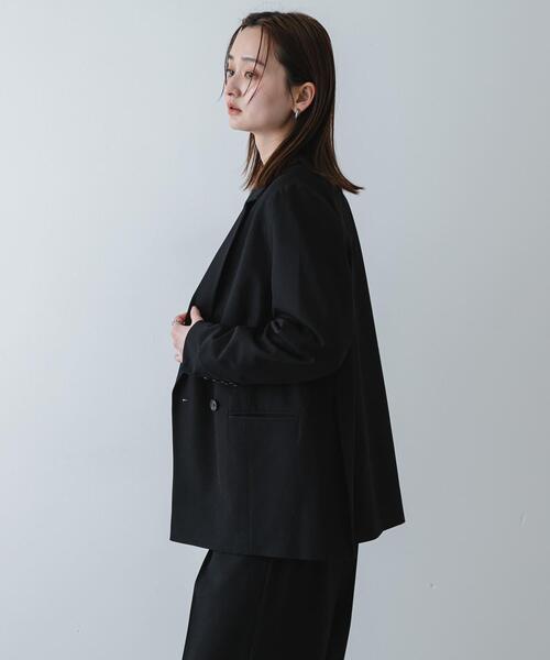 SENSE OF PLACE by URBAN RESEARCH（センスオブプレイスバイアーバンリサーチ）の「『イージーケア』ダブルテーラードジャケット（テーラードジャケット・レディース・グレー/ベージュ系その他/ブラック・ONE）」の12枚目の写真