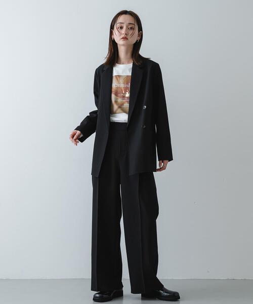 SENSE OF PLACE by URBAN RESEARCH（センスオブプレイスバイアーバンリサーチ）の「『イージーケア』ダブルテーラードジャケット（テーラードジャケット・レディース・グレー/ベージュ系その他/ブラック・ONE）」の14枚目の写真