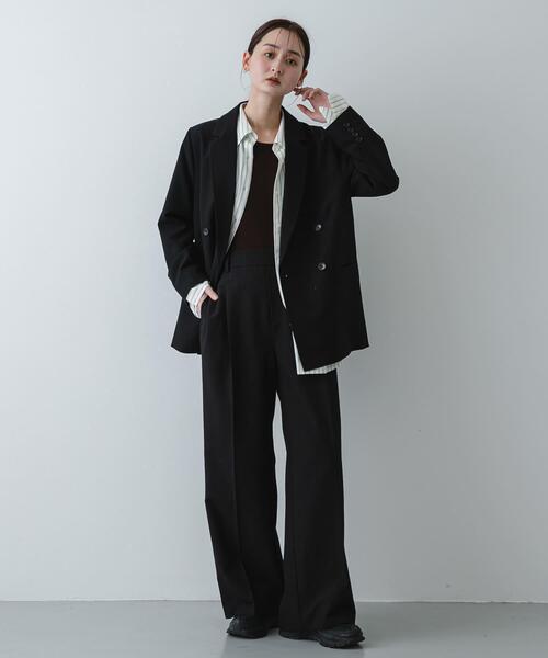 SENSE OF PLACE by URBAN RESEARCH（センスオブプレイスバイアーバンリサーチ）の「『イージーケア』ダブルテーラードジャケット（テーラードジャケット・レディース・グレー/ベージュ系その他/ブラック・ONE）」の16枚目の写真