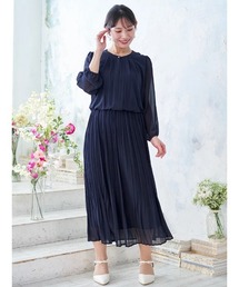 【大きいサイズ】［2WAY］シフォンジョーゼットプリーツワンピース
