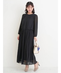 【大きいサイズ】［2WAY］シフォンジョーゼットプリーツワンピース