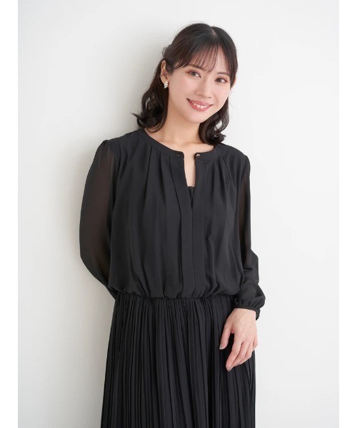 Re-J&SUPURE（リジェイアンドスプル）の「【大きいサイズ】［2WAY］シフォンジョーゼットプリーツワンピース（ワンピース・レディース・ネイビー/ブラック・XX-LARGE/XXX-LARGE/XXXX-LARGE）」の15枚目の写真