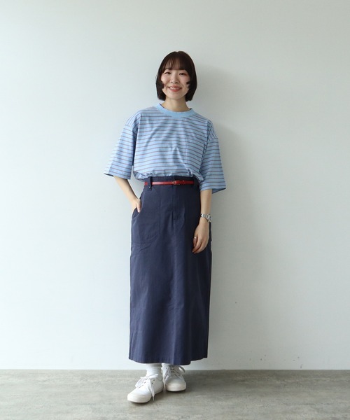 PAR ICI(パーリッシィ)の「マルチボーダー 半袖BIG Tシャツ(Tシャツ/カットソー・レディース・ブルー/アイボリー/グリーン/ネイビー・FREE)」の13枚目の写真