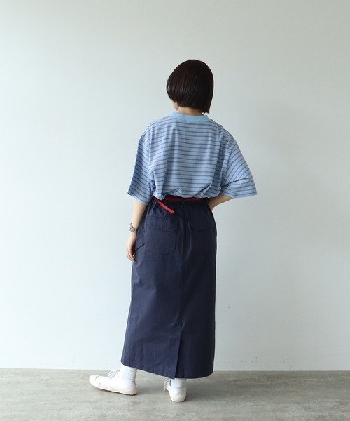 PAR ICI(パーリッシィ)の「マルチボーダー 半袖BIG Tシャツ(Tシャツ/カットソー・レディース・ブルー/アイボリー/グリーン/ネイビー・FREE)」の14枚目の写真