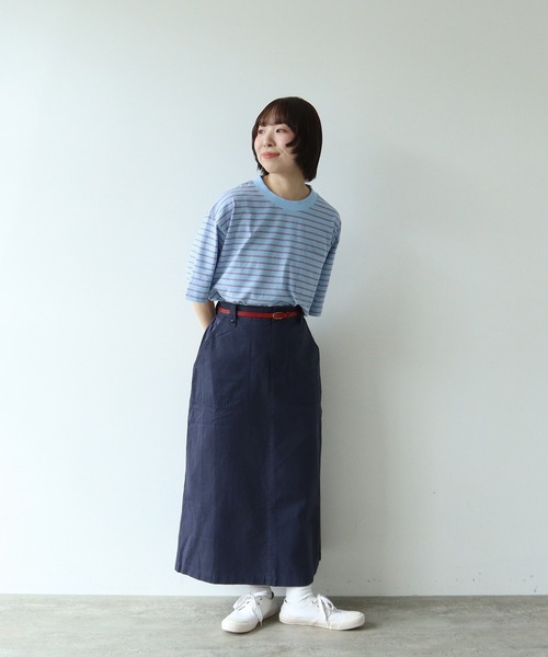 PAR ICI(パーリッシィ)の「マルチボーダー 半袖BIG Tシャツ(Tシャツ/カットソー・レディース・ブルー/アイボリー/グリーン/ネイビー・FREE)」の16枚目の写真