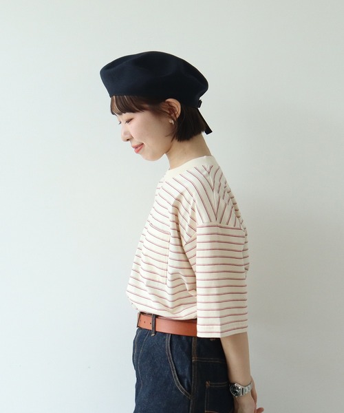 PAR ICI(パーリッシィ)の「マルチボーダー 半袖BIG Tシャツ(Tシャツ/カットソー・レディース・ブルー/アイボリー/グリーン/ネイビー・FREE)」の17枚目の写真