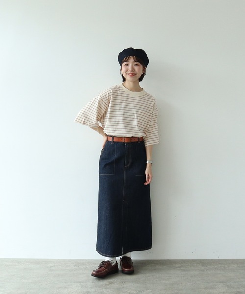 PAR ICI(パーリッシィ)の「マルチボーダー 半袖BIG Tシャツ(Tシャツ/カットソー・レディース・ブルー/アイボリー/グリーン/ネイビー・FREE)」の20枚目の写真