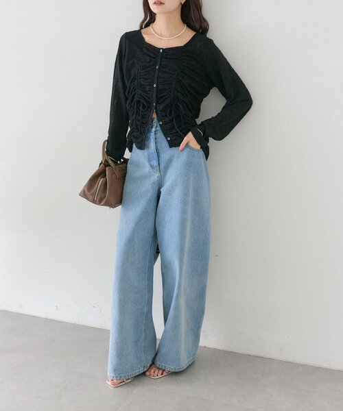 mystic(ミスティック)の「シャーリングレースカーディガン(カーディガン/ボレロ・レディース・ブラック/ブルー/オフホワイト・FREE)」の9枚目の写真