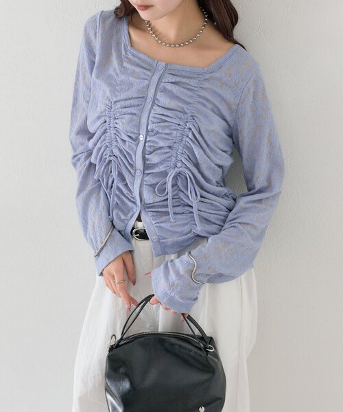 mystic(ミスティック)の「シャーリングレースカーディガン(カーディガン/ボレロ・レディース・ブラック/ブルー/オフホワイト・FREE)」の18枚目の写真