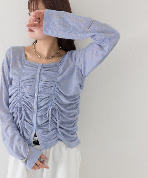 mystic(ミスティック)の「シャーリングレースカーディガン(カーディガン/ボレロ・レディース・ブラック/ブルー/オフホワイト・FREE)」の20枚目の写真