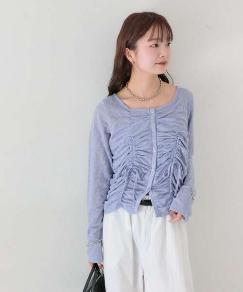 mystic(ミスティック)の「シャーリングレースカーディガン(カーディガン/ボレロ・レディース・ブラック/ブルー/オフホワイト・FREE)」の21枚目の写真