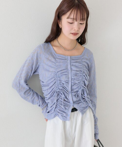 mystic(ミスティック)の「シャーリングレースカーディガン(カーディガン/ボレロ・レディース・ブラック/ブルー/オフホワイト・FREE)」の22枚目の写真