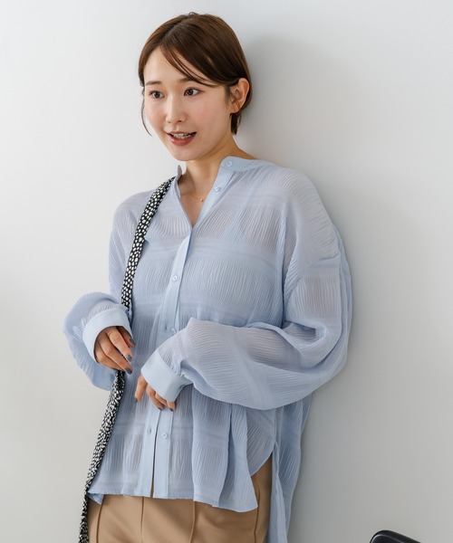 fort point(フォーポイント)の「【C-FORT POINT/フォートポイント】マジョリカプリーツブラウス(シャツ/ブラウス・レディース・ブラック/ブルー/オフホワイト・MEDIUM)」の10枚目の写真