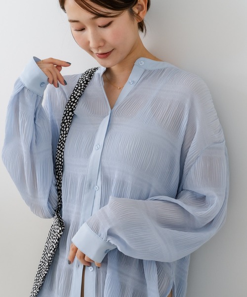 fort point(フォーポイント)の「【C-FORT POINT/フォートポイント】マジョリカプリーツブラウス(シャツ/ブラウス・レディース・ブラック/ブルー/オフホワイト・MEDIUM)」の11枚目の写真