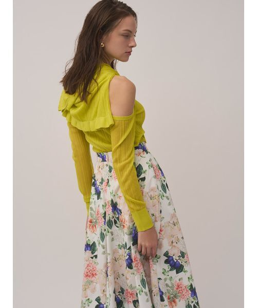 SNIDEL（スナイデル）の「ヘムフリルランダムリブカーディガン（カーディガン/ボレロ・レディース・オフホワイト/ブラック/イエロー・F）」の5枚目の写真