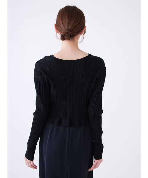 SNIDEL（スナイデル）の「ヘムフリルランダムリブカーディガン（カーディガン/ボレロ・レディース・オフホワイト/ブラック/イエロー・F）」の8枚目の写真