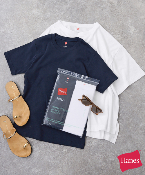 まぁ　限定Tシャツ2枚 2枚セット》HANES/ヘインズ SLOBE別注 2STYLES PACK TEE（Tシャツ