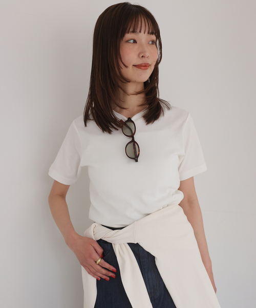 HANES(ヘインズ)の「《2枚セット》HANES/ヘインズ SLOBE別注 2STYLES PACK TEE(Tシャツ/カットソー・レディース・ホワイト/ネイビー・FREE)」の8枚目の写真