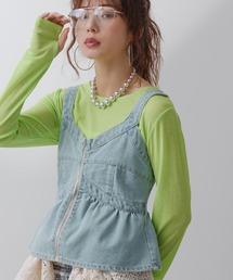 bohmal（ボマール）の「デニムペプラムキャミビスチェ（ベスト）」