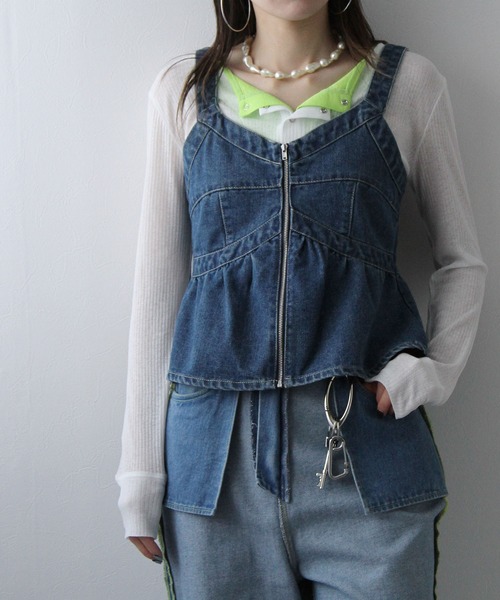 bohmal（ボマール）の「デニムペプラムキャミビスチェ（ベスト・レディース・サックスブルー/ブルー・FREE）」の10枚目の写真