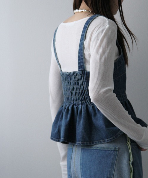 bohmal（ボマール）の「デニムペプラムキャミビスチェ（ベスト・レディース・サックスブルー/ブルー・FREE）」の12枚目の写真