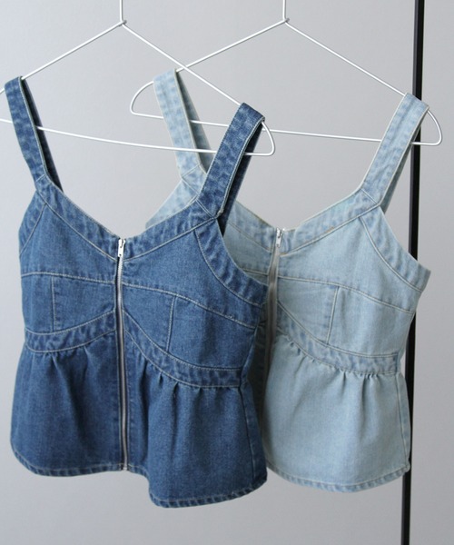 bohmal（ボマール）の「デニムペプラムキャミビスチェ（ベスト・レディース・サックスブルー/ブルー・FREE）」の3枚目の写真
