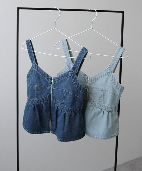 bohmal（ボマール）の「デニムペプラムキャミビスチェ（ベスト・レディース・サックスブルー/ブルー・FREE）」の4枚目の写真