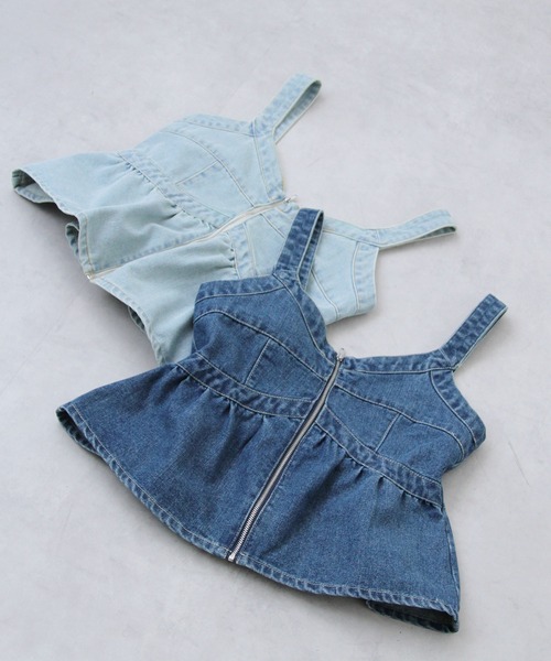 bohmal（ボマール）の「デニムペプラムキャミビスチェ（ベスト・レディース・サックスブルー/ブルー・FREE）」の5枚目の写真
