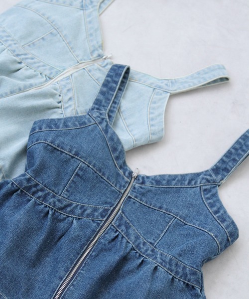 bohmal（ボマール）の「デニムペプラムキャミビスチェ（ベスト・レディース・サックスブルー/ブルー・FREE）」の6枚目の写真