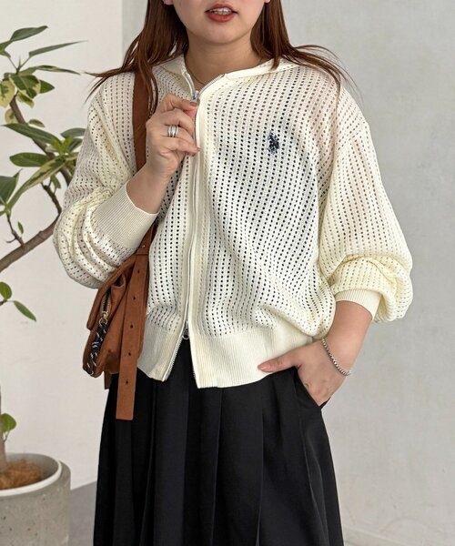 U.S. POLO ASSN.（ユーエスポロアッスン）の「メッシュジップパーカー（パーカー・レディース・アイボリー/チャコールグレー/ブルー/ネイビー・FREE）」の8枚目の写真