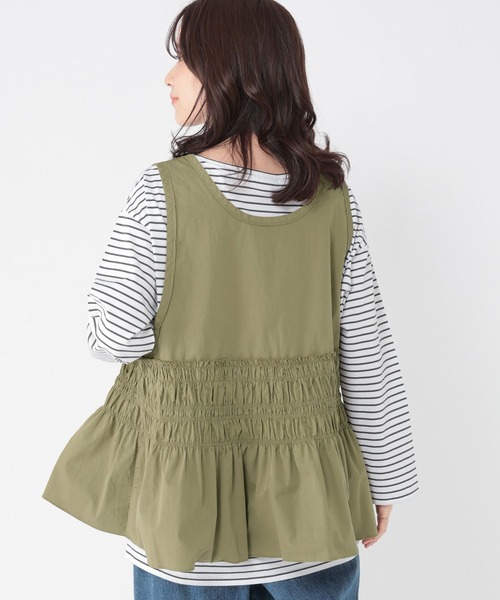 studio CLIP（スタディオクリップ）の「ダブルフロントシャーリングベスト（ベスト・レディース・スモーク/カーキ・FREE）」の9枚目の写真