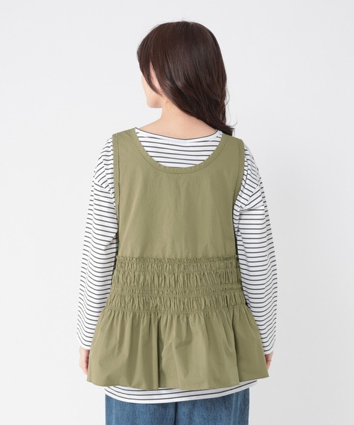 studio CLIP（スタディオクリップ）の「ダブルフロントシャーリングベスト（ベスト・レディース・スモーク/カーキ・FREE）」の14枚目の写真