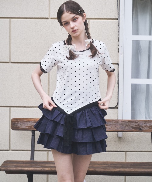 Lovilyn(ラヴィリン)の「ドットレースリボンTシャツ(Tシャツ/カットソー・レディース・ブラック/ホワイト/ホワイト系その他・FREE)」の18枚目の写真