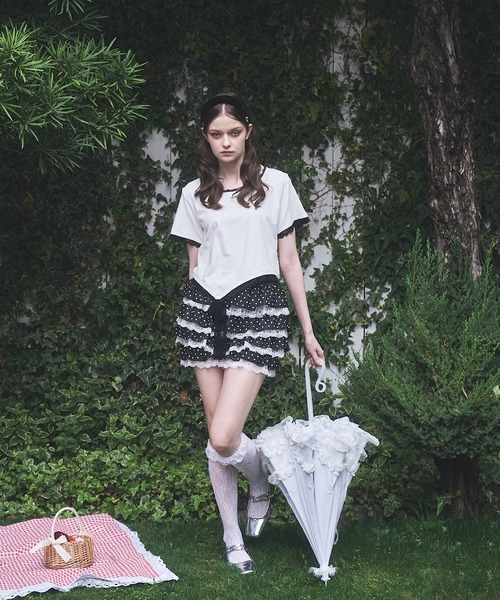 Lovilyn(ラヴィリン)の「ドットレースリボンTシャツ(Tシャツ/カットソー・レディース・ブラック/ホワイト/ホワイト系その他・FREE)」の13枚目の写真