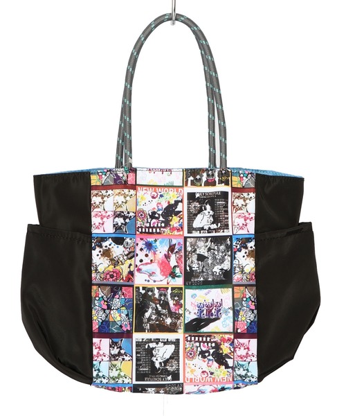 ScoLar(スカラー)の「661431:コラージュ総柄 パラコード配色トートバッグ(トートバッグ・レディース・カーキ/ブラック/ベージュ・FREE)」の2枚目の写真