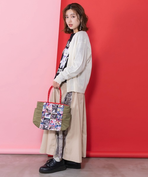 ScoLar(スカラー)の「661431:コラージュ総柄 パラコード配色トートバッグ(トートバッグ・レディース・カーキ/ブラック/ベージュ・FREE)」の10枚目の写真