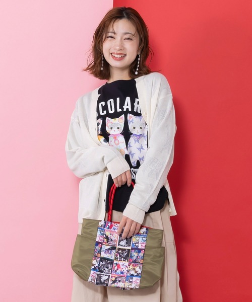 ScoLar(スカラー)の「661431:コラージュ総柄 パラコード配色トートバッグ(トートバッグ・レディース・カーキ/ブラック/ベージュ・FREE)」の11枚目の写真