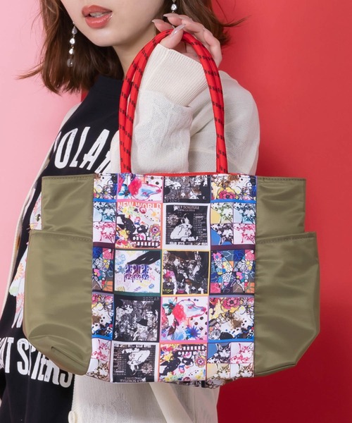 ScoLar(スカラー)の「661431:コラージュ総柄 パラコード配色トートバッグ(トートバッグ・レディース・カーキ/ブラック/ベージュ・FREE)」の12枚目の写真