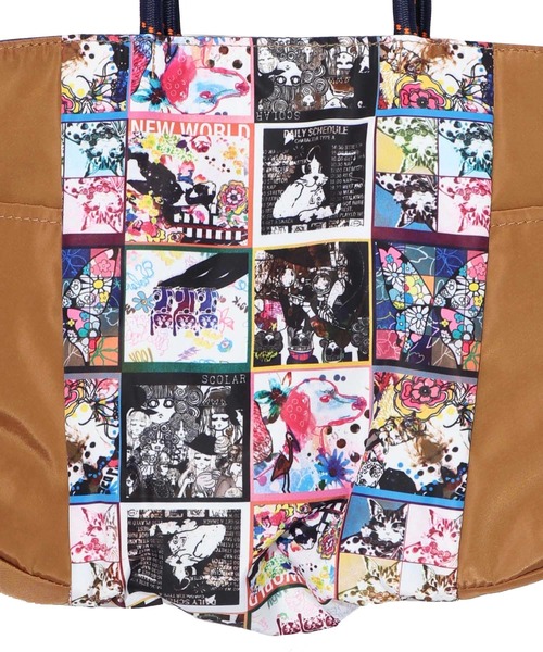 ScoLar(スカラー)の「661431:コラージュ総柄 パラコード配色トートバッグ(トートバッグ・レディース・カーキ/ブラック/ベージュ・FREE)」の18枚目の写真