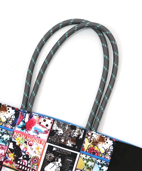 ScoLar(スカラー)の「661431:コラージュ総柄 パラコード配色トートバッグ(トートバッグ・レディース・カーキ/ブラック/ベージュ・FREE)」の9枚目の写真