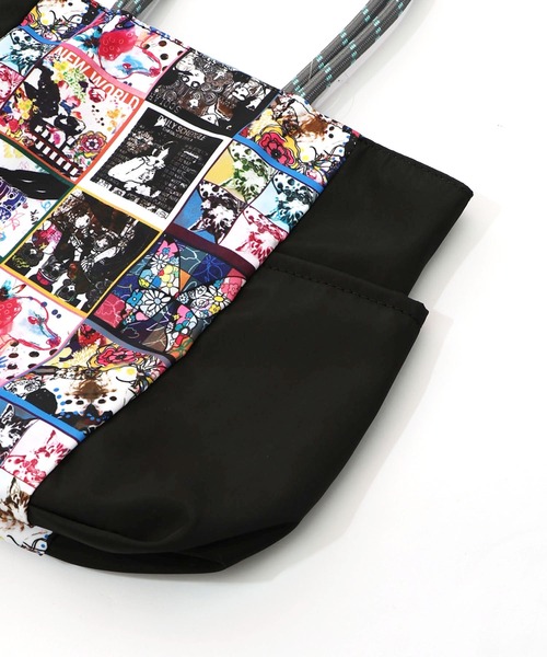 ScoLar(スカラー)の「661431:コラージュ総柄 パラコード配色トートバッグ(トートバッグ・レディース・カーキ/ブラック/ベージュ・FREE)」の4枚目の写真