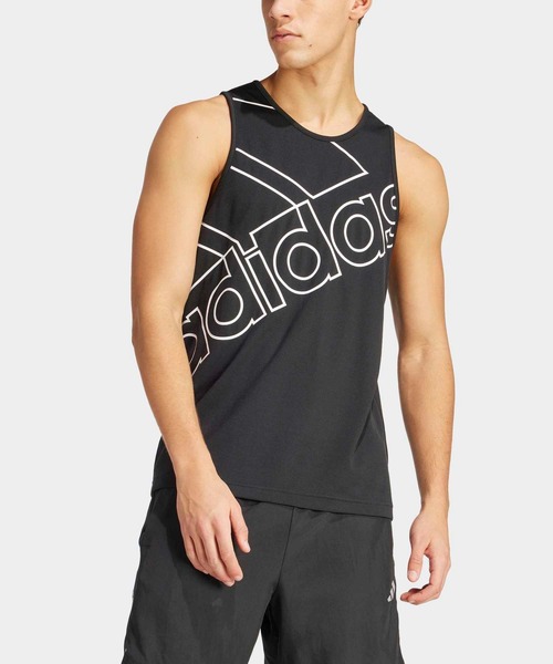 adidas(アディダス)の「AEROREADY トレーニングロゴ グラフィックタンク / アディダス adidas(タンクトップ・メンズ・ブラック/ブラック×ホワイト・SMALL/MEDIUM/LARGE/X-LARGE/XX-LARGE/3XL)」の1枚目の写真