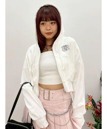 EVRIS | ワンポイントロゴショートパーカー【セットアップ着用可能】春服(パーカー)